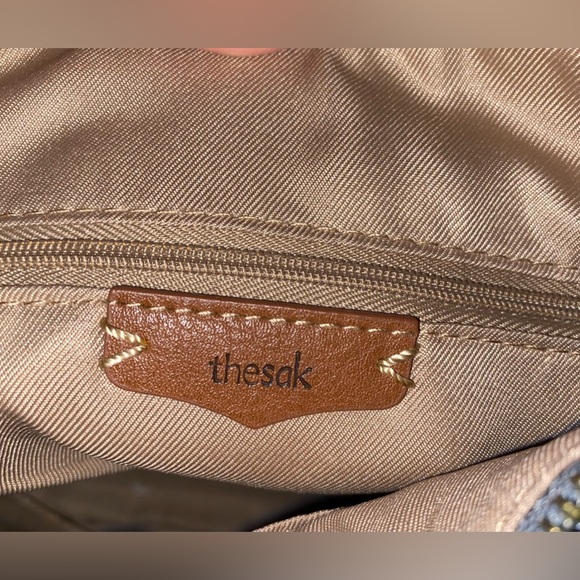 The Sak Pebble Leather Crossbody Bag Gray Blue Purse Slim Lightweight - Picture 5 of 5